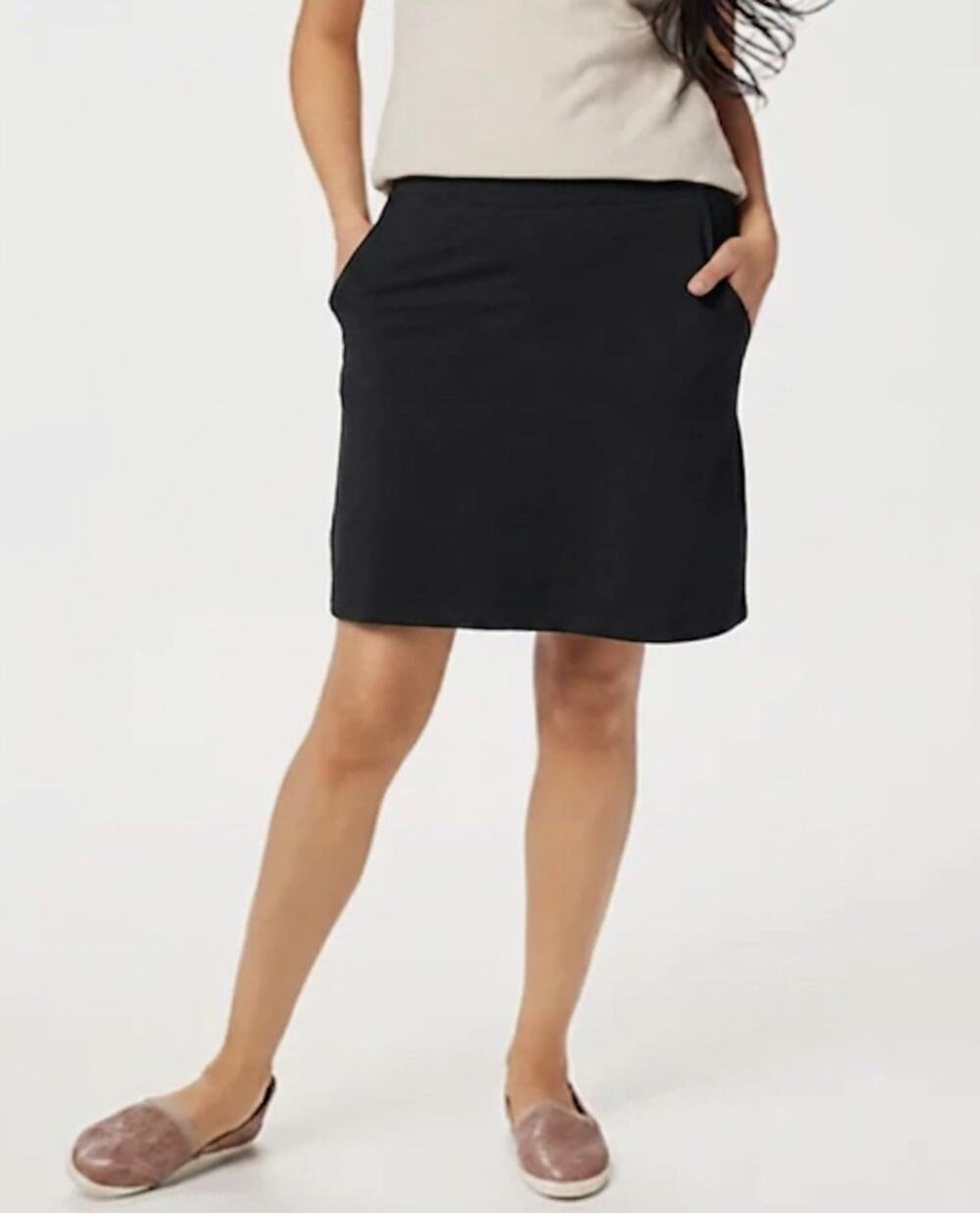 D & Co. Denim & Co. Essentials Black Everyday Knit Skort Woman 1x